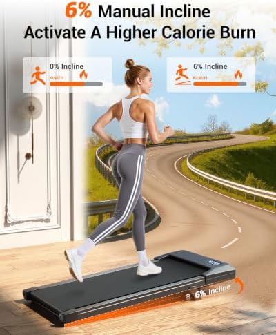 6% Incline 300 lbs Walking Pad Under Desk Treadmill,Black - Image 2
