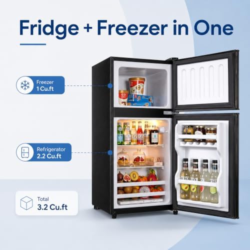 3.2 Cu.Ft Mini Fridge with Freezer, 2-Door Compact Refrigerator for Dorm/Office/Bedroom, Energy Efficient & Quiet, Blue - Image 3
