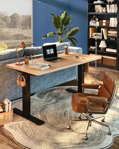 FLEXISPOT EN1 One-Piece Standing Desk, Electric Adjustable with 4 Memory Presets, 176 LBS Capacity, Stable & Quiet, Seamless Desktop for Home Office & Dual Monitors, 48"x24" Maple - Image 2