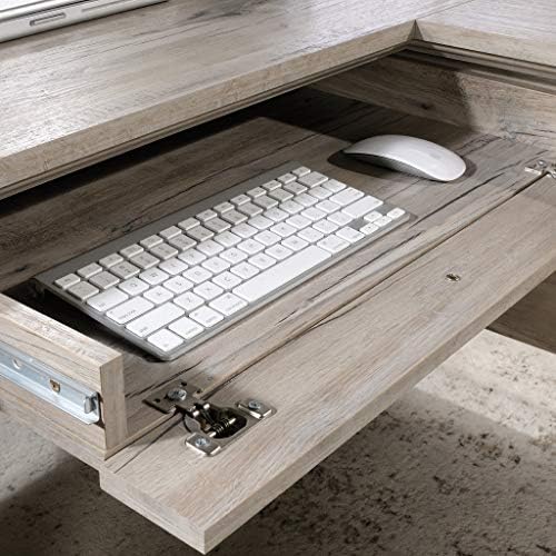 Sauder Palladia L Shaped Desk with Drawers, Office Desk with File Cabinet Storage, Cable Management, Keyboard Tray, in Split Oak finish - Image 5