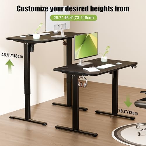 40"x24" Standing Desk, Height Adjustable Sit-Stand Home Office, Black - Image 4