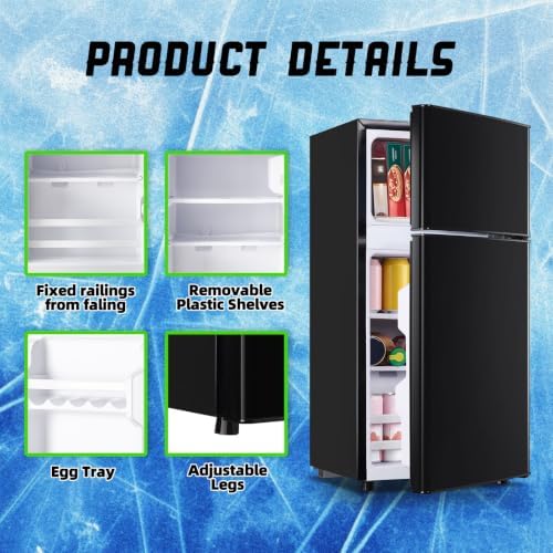 Mini Fridge with Freezer Small Refrigerator for Dorm Black - Image 6