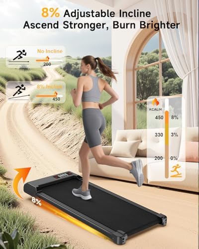 Walking Pad with Incline,Treadmill Pad 2.5 HP Quiet Under Desk Treadmills 8% Incline,330 lb Capacity Portable Walking Pad for Home and Office Walking - Image 3