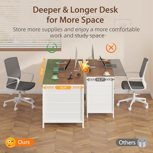60 Inch Computer Desk with 8 Drawers for Home Office, Bedroom, Living Room - Image 5