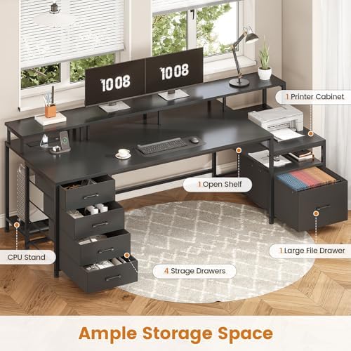 SEDETA 75'' Large Home Office Desk with 5 Drawer, Power Outlet, File Drawer - Image 3