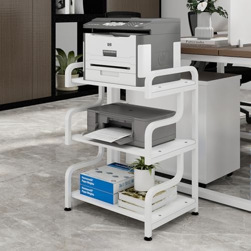 Natwind Stylish 3 Tier Printer Stand, Office Desk Side Storage Shelf ,White - Image 2
