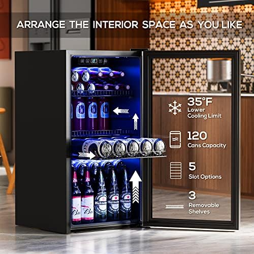 Manastin Beverage Refrigerator, 3.1 Cu.Ft Freestanding Beverage Cooler - Image 2