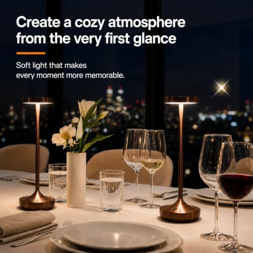 Brown Cordless Table Lamps, Rechargeable 6000mAh, 72H Runtime, Waterproof - Image 2