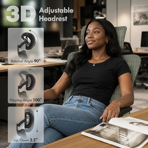 ELABEST Mesh Office Chair,Ergonomic Computer Desk Chair,Sturdy Task Chair- Adjustable Lumbar Support & Armrests,Tilt Function,Comfort Wide Seat,Swivel Home Office Chair (Eucalyptus) - Image 4