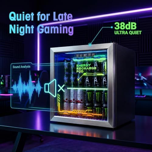Tehanld Lighted Beverage Refrigerator, 68-Can Gaming Mini Fridge - Image 5