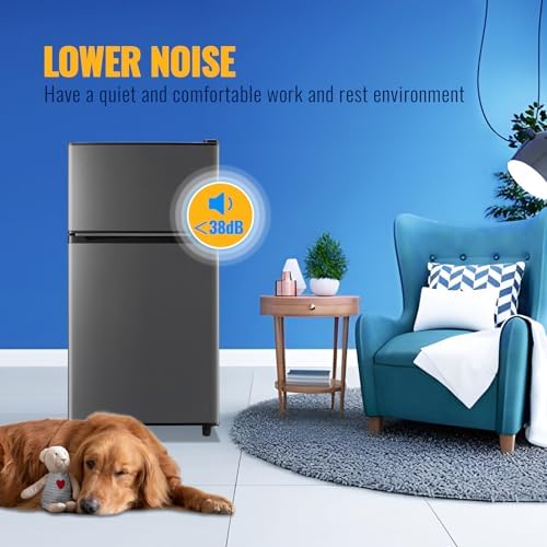WANAI 3.5 Cu.Ft Grey Mini Fridge With Freezer Compact Refrigerator for Dorm - Image 5