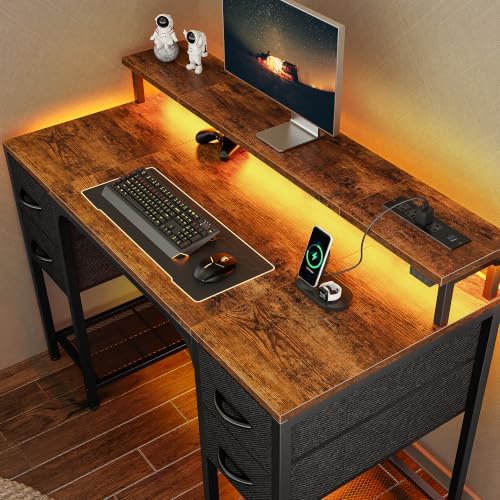 Huuger 47 inch Computer Desk with Power Outlets & 4 Drawers by Huuger