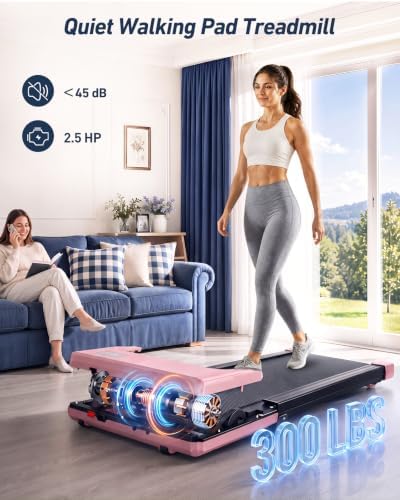 DeerRun Under Desk Walking Pad Treadmill for Home Office & Small Spaces, 6% Manual Incline, 0.6–3.8 MPH Walking Speed, 2.5 HP, 300 lb Capacity, App & Remote Control - Image 4