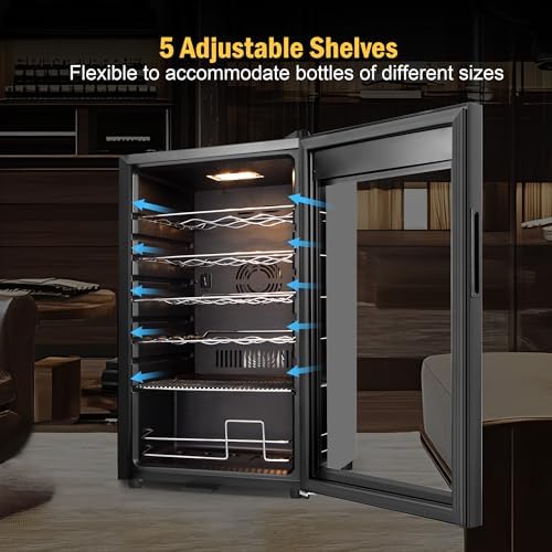 FoMup Wine Fridge 24 Bottles, Small Wine Cooler Refrigerator Freestanding with Digital Temperature Control Safety Lock, Frost Free for Red White Wine, Champagne - Image 4