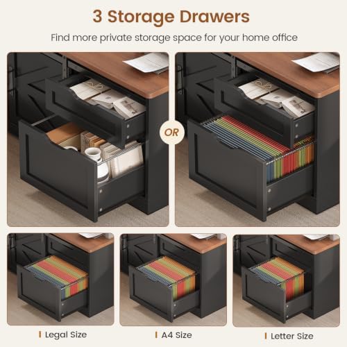 SEDETA Farmhouse L Shaped Executive Standing Desk with Storage Drawers - Image 5