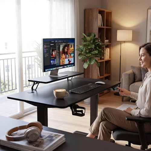 Furmax Electric Standing Desk, 47 x 24 Inches Sit Stand up Desk, Sit Stand Height Adjustable Home Office Desk with Monitor Stand (Black, 47) - Image 2