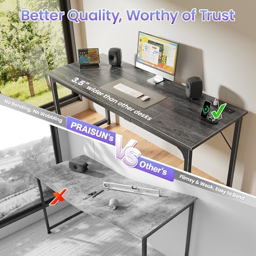 PRAISUN 63 X 24 Inch Computer Desk, Power Outlets, USB-C, Grey - Image 6