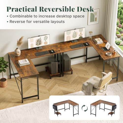 L Shaped Computer Gaming Desk with PC Stand for Home Office - Image 3
