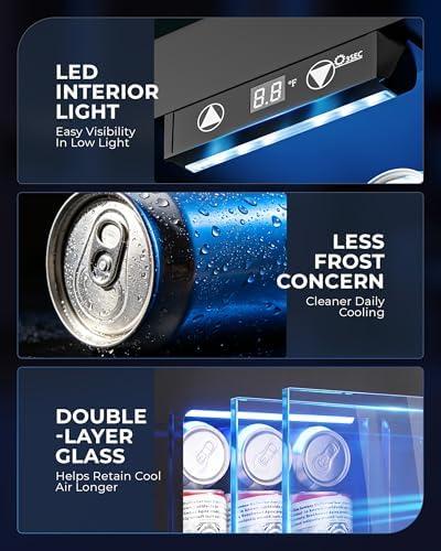 18L Beverage Refrigerator Cooler, 24-Can Mini Fridge with Glass Door - Image 5