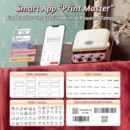 Phomemo P15 Ribbon Printer, Mini Bluetooth Label Maker Machine with Tapes - Image 5