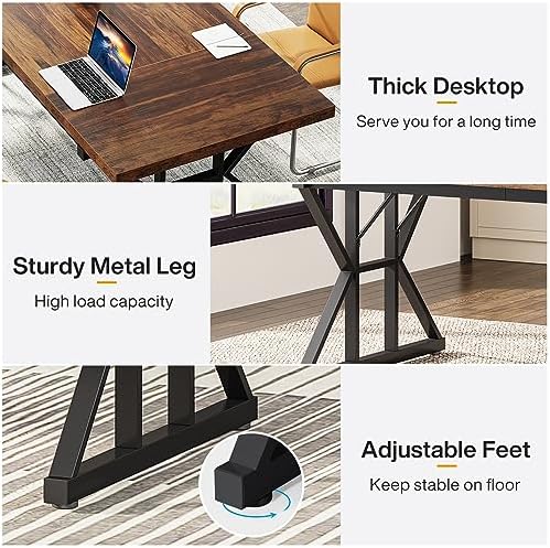 Tribesigns 70.8-Inch Executive Desk, Large Computer Office Desk Workstation, Modern Simple Style Laptop Desk Study Writing Table Business Furniture for Home Office (Brown/Black, 70.8 Inch) - Image 6