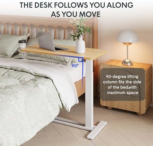FLEXISPOT H7 32" Pneumatic Height-Adjustable Overbed Table with Wheels - Image 6
