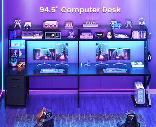 SEDETA L Shaped Gaming Desk with Storage Shelves, Hutch, Drawers - Image 3