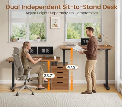 SEDETA Standing Two Person Desk with 4 Drawers, 2 Power Outlets, CPU Stand - Image 3