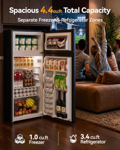 Tehanld 4.4 Cu.Ft Fridge Freezer for Dorm/Office, 2-Door, Quiet - Image 3