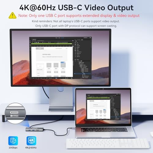 VANGREE 9-in-1 USB C Hub 10Gbps with 4K@60Hz USB-C Display Output, 100W PD - Image 4