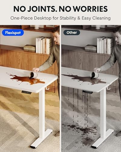 FLEXISPOT EN1 40"x24" One-Piece Standing Desk, White - Image 3