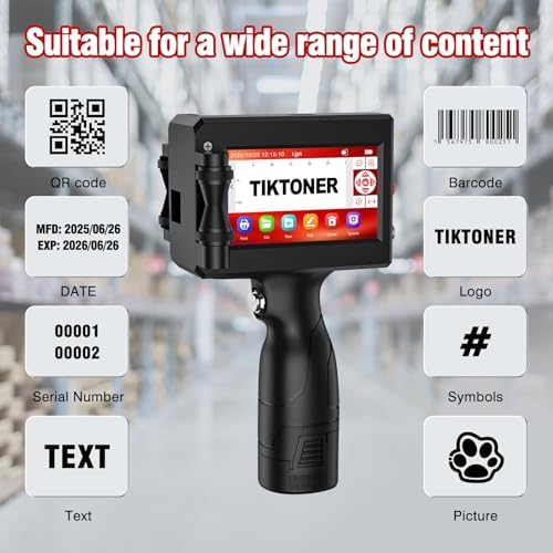 Handheld Inkjet Printer Printing Height 0.08-0.5Inch Handheld Printer Gun for Batch Code Date Time Lot Number Print on Many Materials, Inkjet Coder with 42ml Black Fast Dry Ink Cartridge - Image 4