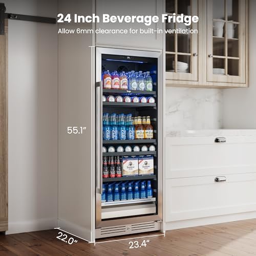 Yeego 24 Inch Beverage Refrigerator, 238 Can Beer Cooler with Glass Door - Image 2