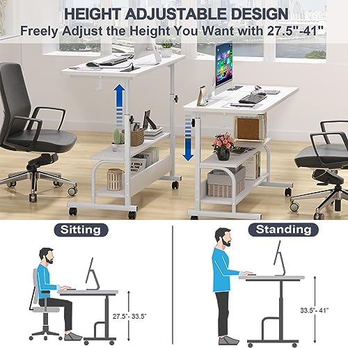 Armocity 39" Rolling Standing Desk with Charging Station for Couch Bed - Image 6