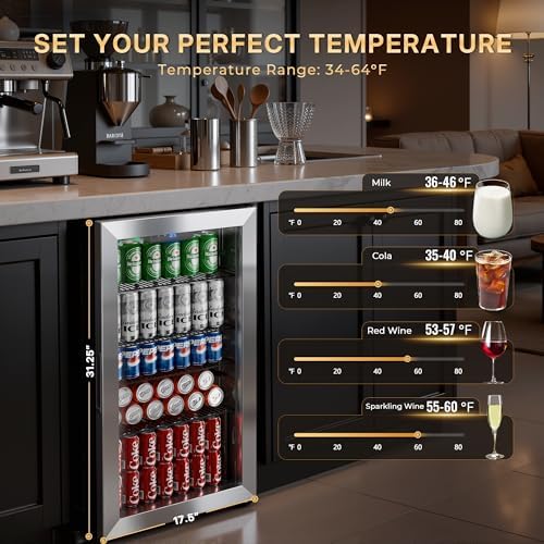 Manastin 130 Can Beverage Refrigerator, 3.2 Cu.Ft Drink Cooler - Image 5