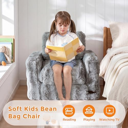 MAXYOYO Kids Bean Bag Chair, Comfy Upholstered Bean Bag Sofa with Filler - Image 6