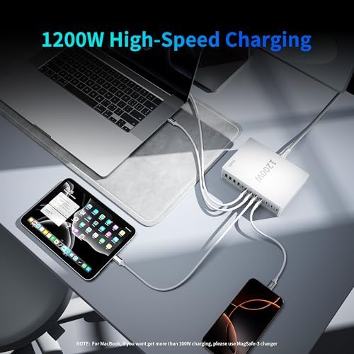 1200W USB C Charger Block.Fast MacBook Pro Charger Charging Station 12 Port 140W PD PPS AVS HUB for All iPhone 17 Pro Max/17 Air/16 SE/Samsung Galaxy 25/ MacBook Pro/Air/iPad Pro/240W Cable - Image 5