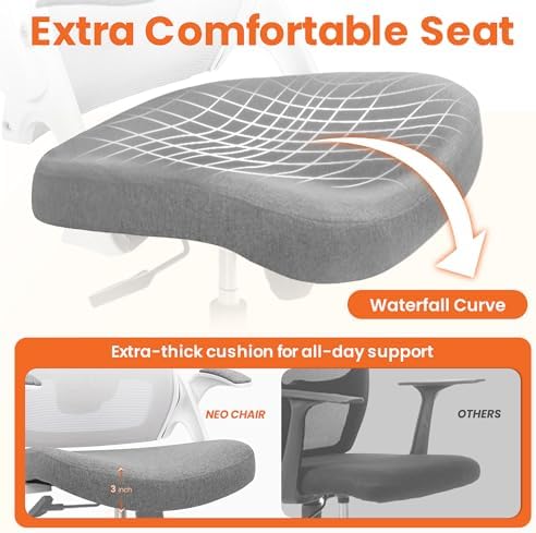 NEO CHAIR Office Desk Chair High Back Mesh Chair Adjustable Lumbar, Grey - Image 4