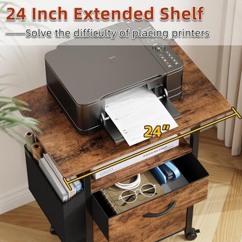 GYIIYUO 2 Drawer File Cabinet 24''W, Mobile Filing Cabinet, Printer Stand - Image 4