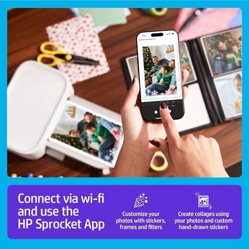 HP Sprocket Studio Plus 4x6 Wireless Instant Photo Printer, 10 Sheets + Cartridge, Wi-Fi, Premium Dye Sublimation, Compact Home Use, Prints Vibrant Color Pictures, Editing App for Creative Photos - Image 3