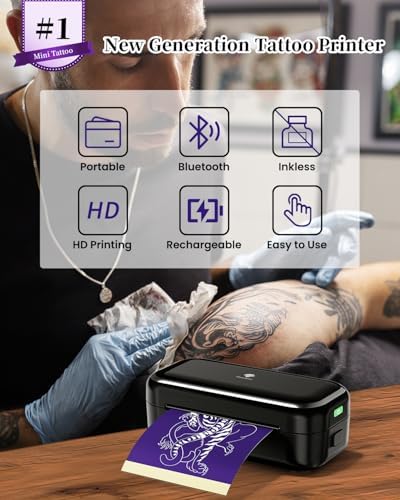 Phomemo Tattoo Stencil Printer -TP31 Mini Tattoo Maker with 30pcs Transfer Paper,Small Portable Tattoo Machine for Beginners/Enthusiast/Artists,Easy to Use with Smartphone,Pad- Black - Image 5