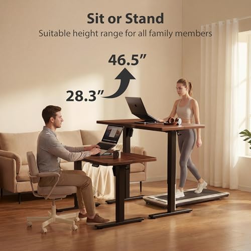Cubiker Standing Desk, 40x24 Inches Sit Stand Home Office Desk, Electric Stand up Desk, Adjustable Desk with Splice Board, Black Frame/Black Walnut Top - Image 6