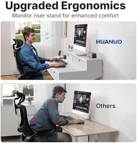 HUANUO 32 x 20 Inch Electric Standing Desk with 4 Drawers, White - Image 5