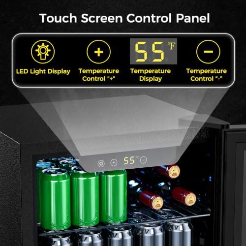 COWSAR Mini Fridge Cooler, 16 Bottle 68 Can Beverage Refrigerator with Glass Door for Wine Beer Soda, Wine Fridge with Touch Control Panel, Wire Shelving for Home Office Bar, 1.7 Cu. Ft - Image 3