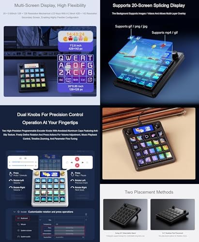 TUOPUONE MK20 Multi-Functional AI Voice Control Panel, White Color，Onboard 20 × 0.85inch Mechanical LCD Macro Keys and A 2.8inch Secondary Screen, Stream Controller Deck, Stream Accessories - Image 5
