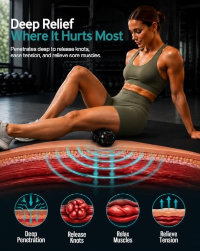 Vibrating Massage Roller for Plantar Fasciitis, 4-Speed Peanut Massage Ball, The Roller - Deep Tissue Myofascial Release Suitable for Plantar Fasciitis, Foot, Neck, Back, Body (Black) - Image 4