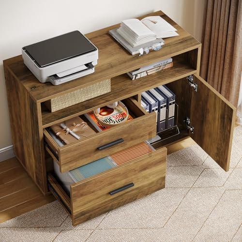 Tribesigns L Shaped Desk with Drawer Cabinet, 63" Executive Computer Desk and lateral File Cabinet, 2 Piece Home Office Furniture with Drawers for Hanging, Door - Image 6