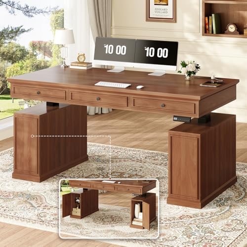 SEDETA 55.1" Farmhouse Executive Electric Standing Desk with 3 Drawers by SEDETA