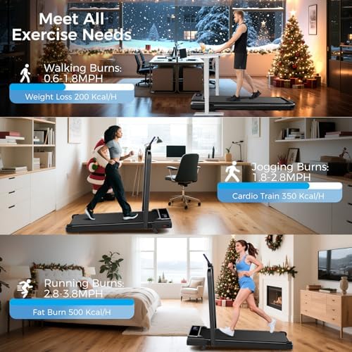 Walking Pad Treadmill with 8% Incline & Handle Bar, 2.5HP Portable Under Desk Treadmill for Home Office, Compact Foldable Treadmill Quiet Anti-Slip, 0.6-3.8 MPH Remote Speed Control, 350LBS Capacity - Image 5