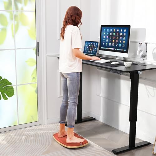 farexon 4 Memory Heights, 27.9''-46.8'' Lifting Range, Double Hooks, Rounded Corners, Adjustable Sit Stand up Desk for Home Office - Image 3